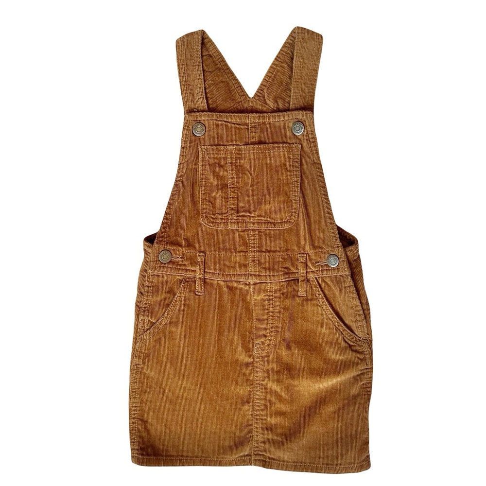 Old Navy 3T Girls corduroy brown tan skirtall overall dress fall cozy